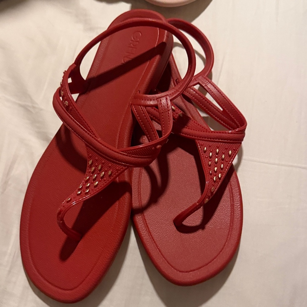 Red Sandals with Studded Detail - Picture 2 of 2